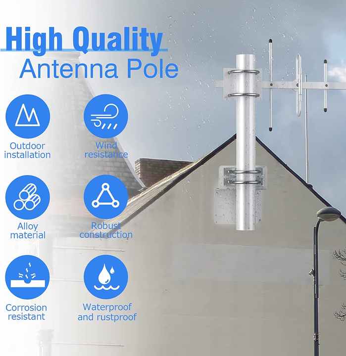 Kit de soporte de montaje para instalación de antena de acero inoxidable DYMACHINE con pernos en U dobles 