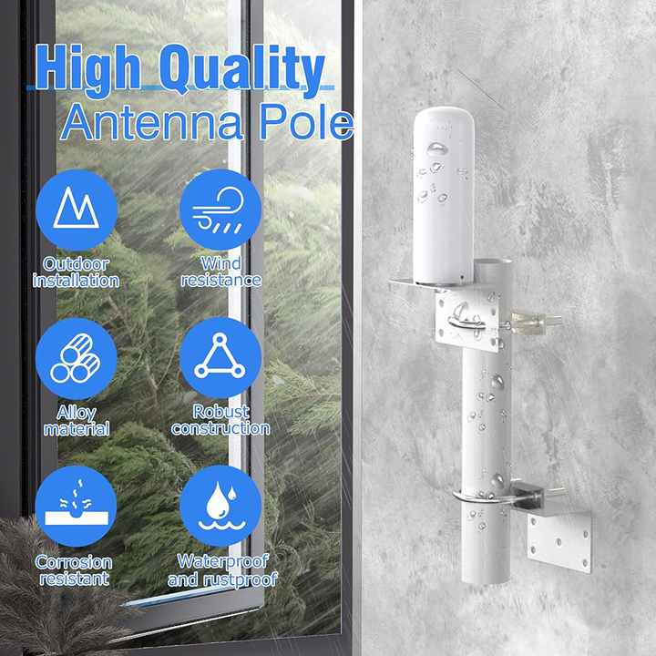 DYMACHINE Soporte de montaje de antena de acero Soportes de antena universales negros plateados con pernos en U dobles 