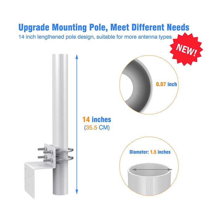 Kit de soporte de montaje para instalación de antena de acero inoxidable DYMACHINE con pernos en U dobles 